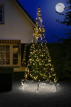 Fairybell vlaggenmast kerstboom twinkel H 400 cm met 640 LED lampjes warm wit