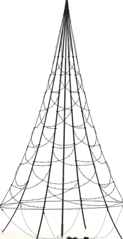 Fairybell vlaggenmast kerstboom twinkel H 400 cm met 640 LED lampjes warm wit