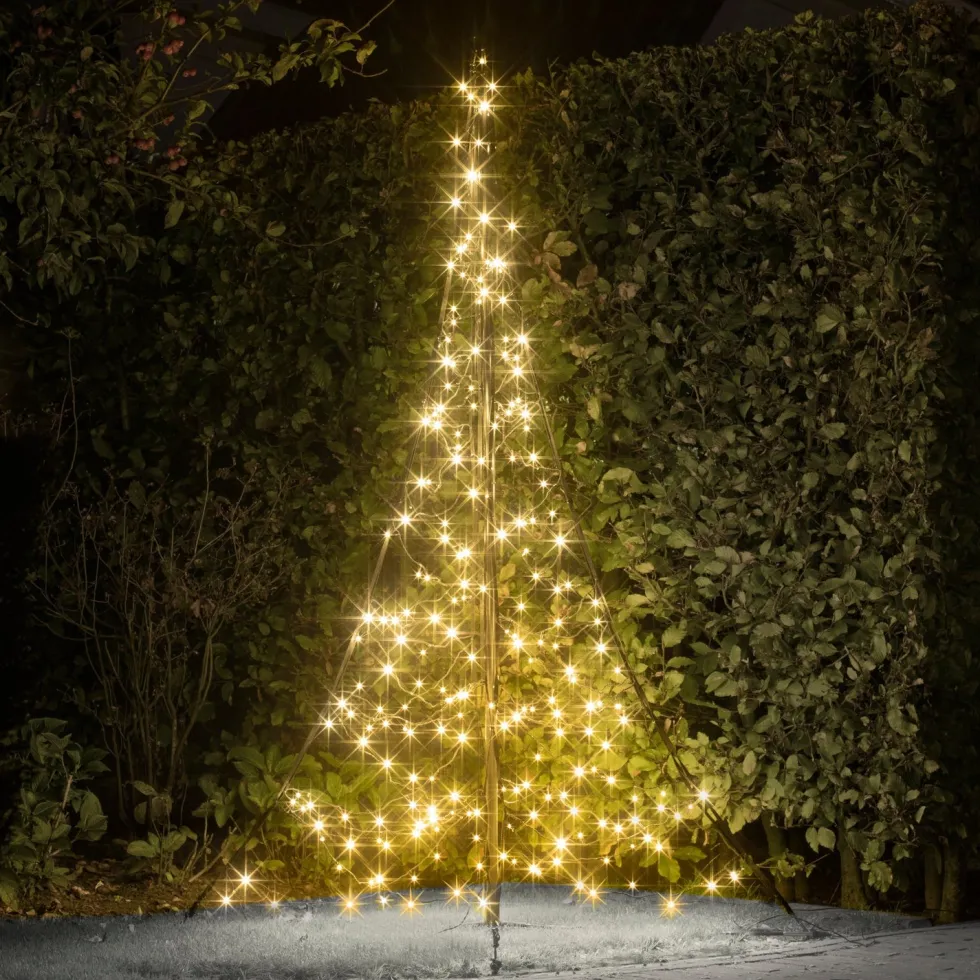 Fairybell vlaggenmast kerstboom met 240 LED lampjes warm wit H 2 m