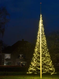 Fairybell vlaggenmast kerstboom met 1500 led lampjes warm wit H 7 m