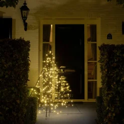 Fairybell vlaggenmast kerstboom H 150 cm met 240 LED lampjes warm wit