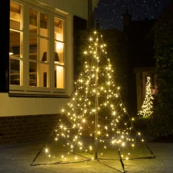 Fairybell vlaggenmast kerstboom H 150 cm met 240 LED lampjes warm wit