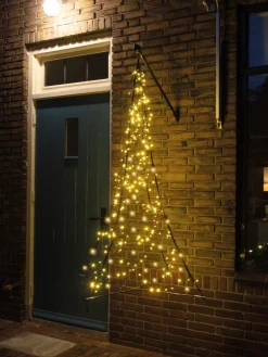 Fairybell vlaggenstok kerstboom met 240 led lampjes warm wit H 1,5 m