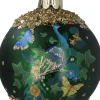 Gisela Graham kerstbal pauw groen D 8 cm