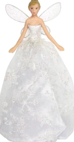 Gisela Graham kerst ornament Malene fee ijskristallen wit 8 x 8 x 18 cm