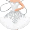 Gisela Graham kerst ornament Carina ballerina vierde positie wit / zilver 6 x 2 x 12 cm