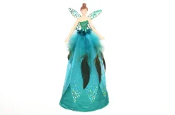Gisela Graham piek Malene fee veren blauw / groen 13 x 13 x 28 cm