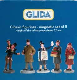 Glida kerstdorpminiatuur figuren 8 x 8 x 10,5 cm 5 stuks