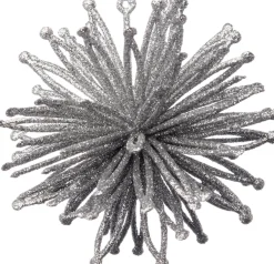 Glitter ijsster 10 cm 4 stuks zilver