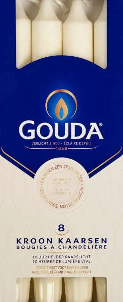 Gouda dinerkaars crème 10 uur D 2,5 H 24,7 cm 8 stuks