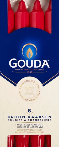 Gouda dinerkaars rood 10 uur D 2,5 H 24,7 cm 8 stuks
