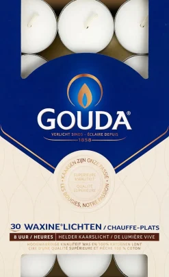 Gouda Waxinelichten wit 8 uur 30 stuks