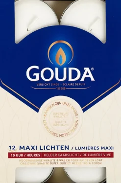 Gouda Waxinelichten wit 10 uur 12 stuks