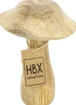 HBX kerstfiguur paddenstoel naturel 10 x 10 x 15 cm