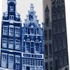Heinen Delfts Blauw vaas huisjes wit / blauw 5 x 5 x 15,3 cm
