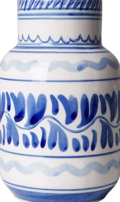 Heinen Delfts Blauw vaas Majolica wit / blauw D 9,5 H 15,5 cm