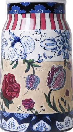 Heinen Delfts Blauw vaas The Heritage Zeven Rozen wit / blauw D 15 H 25,5 cm