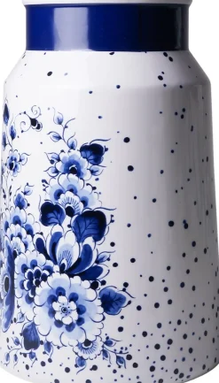 Heinen Delfts Blauw vaas wit / blauw Blauwe Stip D 19 H 30 cm