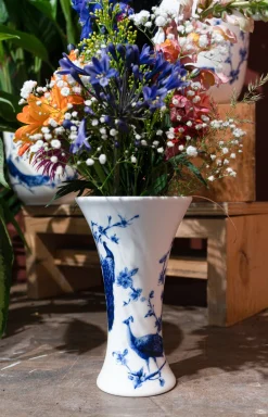 Heinen Delfts Blauw x Intratuin vaas Pauw blauw D 17 H 17 cm