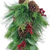 Hogewoning Seasonal kersthanger dennenappel groen / rood 30 x 10 x 55 cm