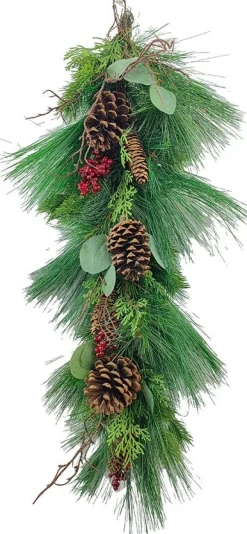 Hogewoning Seasonal kersthanger dennenappel groen / bruin 20 x 10 x 70 cm