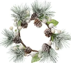 Hogewoning Seasonal kerstkrans besneewd wit met dennenappel D 20 H 4 cm