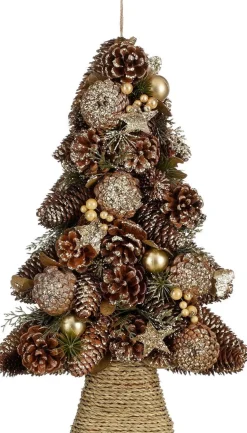 House of Seasons decoratieboom Tantu dennenappels licht bruin 44 x 29 x 8 cm