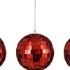 House of Seasons kerstbal Disko rood D 8 cm 3 stuks