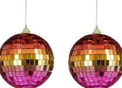 House of Seasons kerstbal Disko D 10 cm 2 stuks