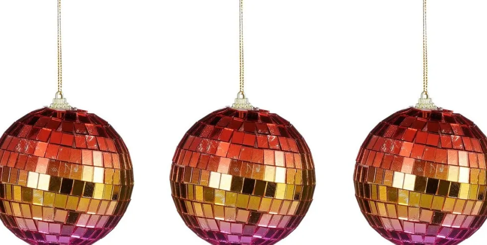 House of Seasons kerstbal Disko D 8 cm 3 stuks