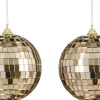House of Seasons kerstbal Disko beige D 10 cm 2 stuks