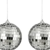 House of Seasons kerstbal Disko zilver D 10 cm 2 stuks