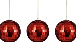 House of Seasons kerstbal Disko rood D 2,5 cm 10 stuks