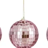 House of Seasons kerstbal Disko roze D 8 cm 3 stuks