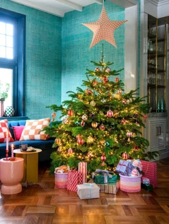 House of Seasons kerstbal Jolly goud / roze D 8 H 14 cm