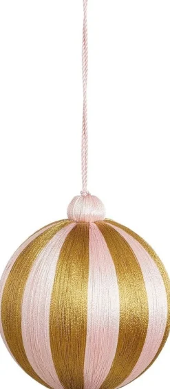 House of Seasons kerstbal Jolly goud / roze D 10 cm