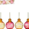 House of Seasons kerstbal Tobias rood / goud met verlichting D 8 cm 4 stuks