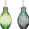 House of Seasons kerstbal Tobias druppel groen / blauw met verlichting 7 x 7 x 15 cm 4 stuks