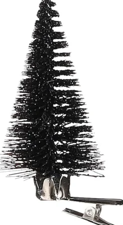 House of Seasons kerstclip boom zwart D 4 H 9 cm 6 stuks