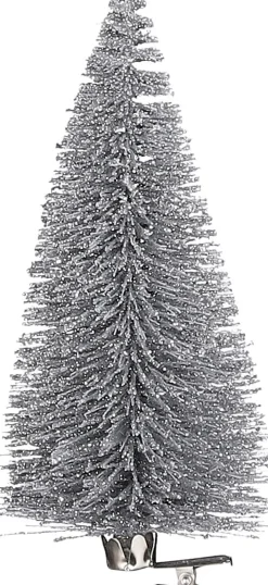 House of Seasons kerstclip boom zilver D 6,5 H 16 cm 3 stuks