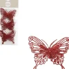 House of Seasons kerstclip Feline vlinder rood 10 x 8 cm 3 stuks
