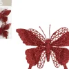 House of Seasons kerstclip Feline vlinder rood 16 x 11 cm 2 stuks