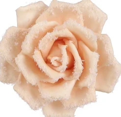 House of Seasons kerstclip roos beige D 14 H 7 cm