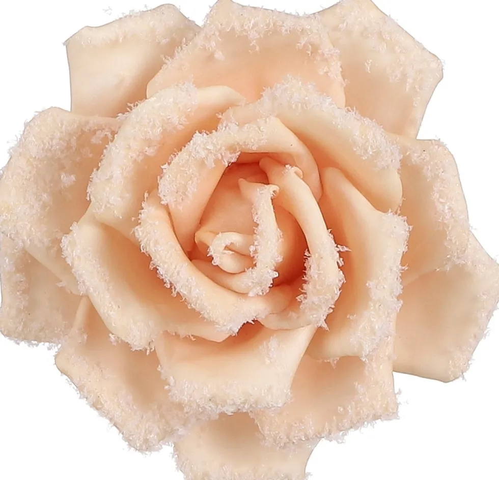 House of Seasons kerstclip roos beige D 14 H 7 cm