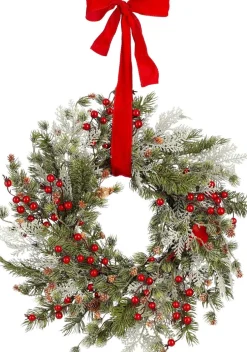 House of Seasons kerstkrans strik en bessen D 50 H 11 cm
