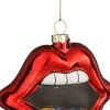 House of Seasons kerst ornament Disco lippen rood 8,5 x 5 x 10 cm