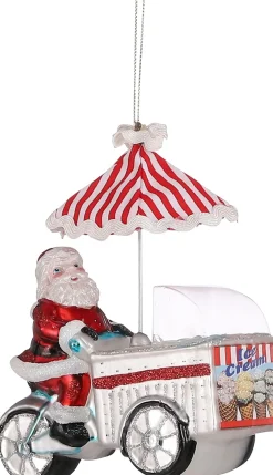 House of Seasons kerst ornament ijscowagen rood 11,5 x 7,5 x 12,5 cm