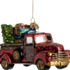 Huras Family kerst ornament Jolly kersttruck rood / goud 17,5 x 7,5 x 17 cm