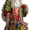 Huras Family kerst ornament Jolly kerstman bruin / rood 13 x 11 x 18,5 cm