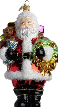 Huras Family kerst ornament Jolly kerstman rood / goud / wit 11 x 9 x 16,5 cm